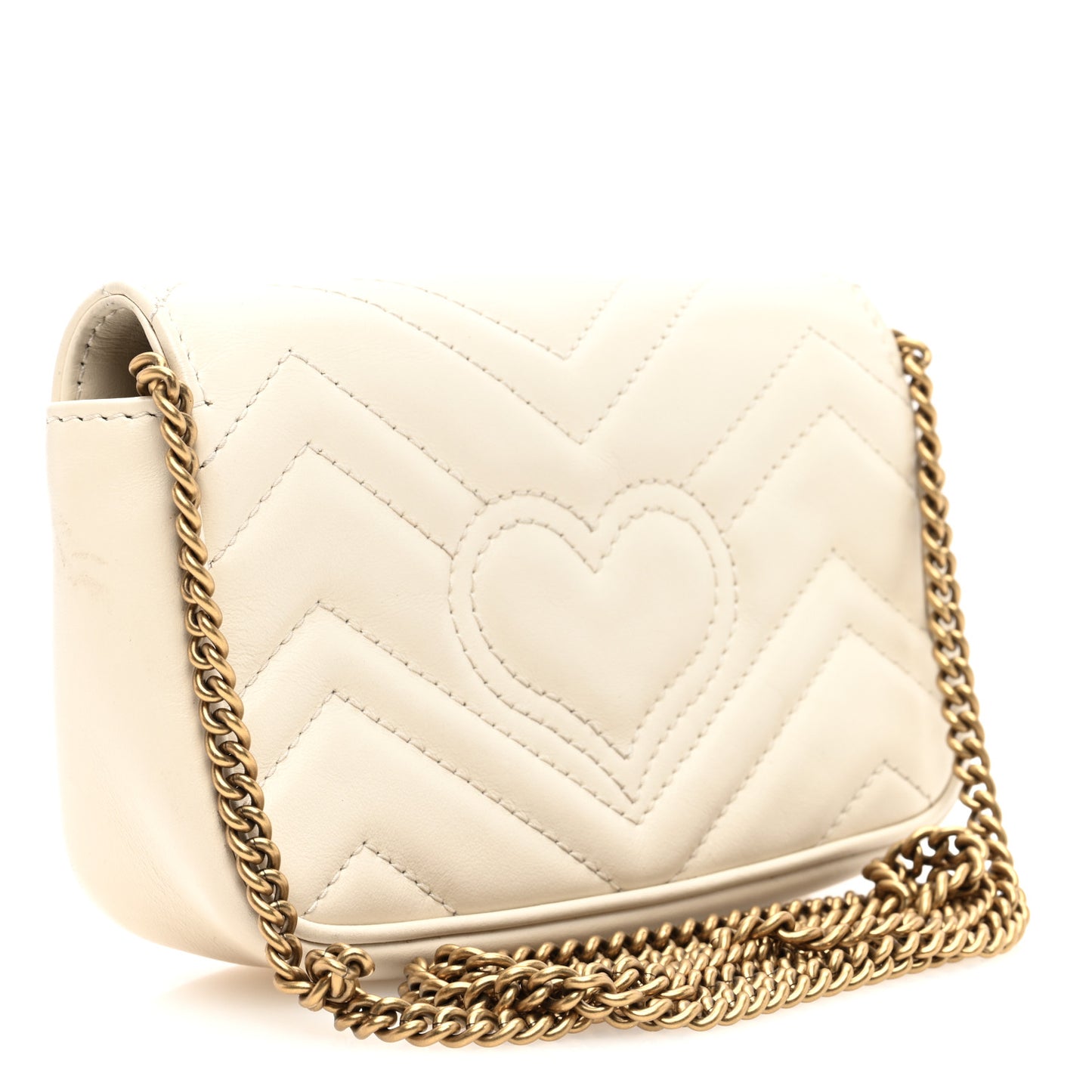 Calfskin Matelasse Super Mini GG Marmont Shoulder Bag White
