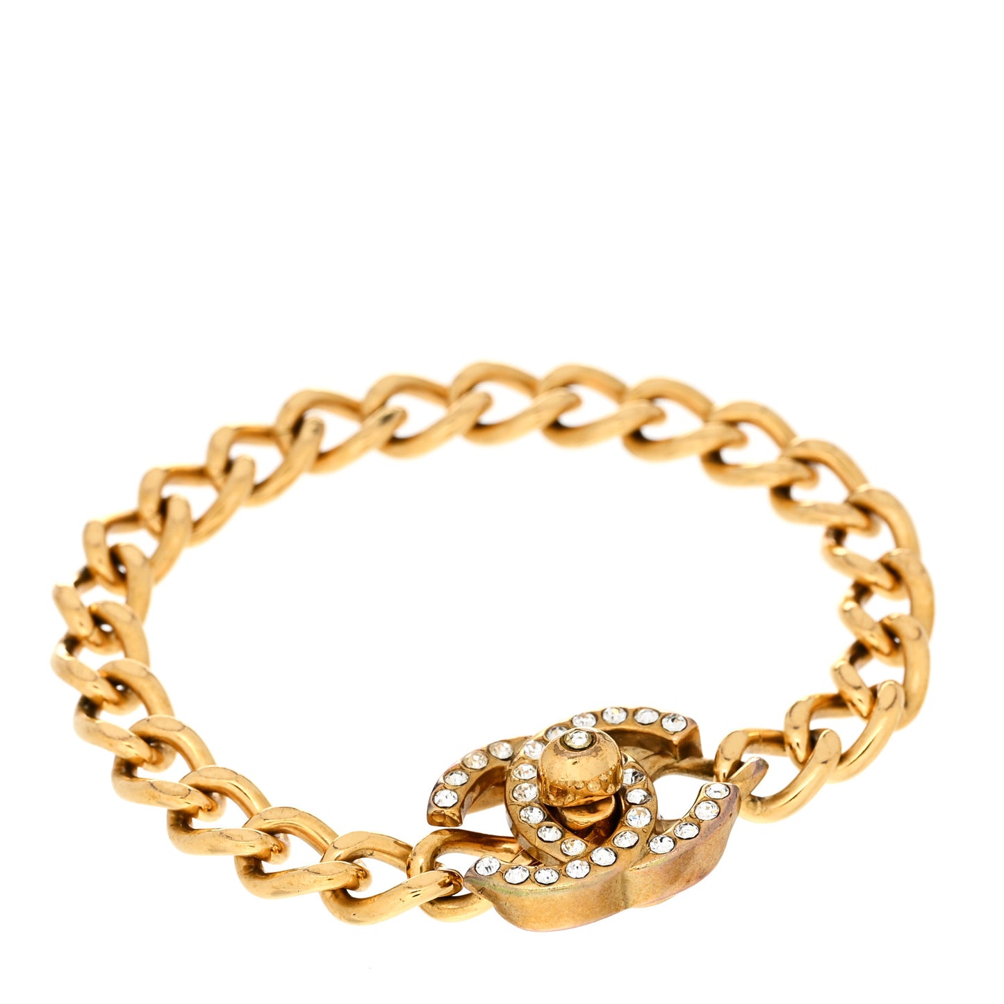 Crystal CC Turn Lock Bracelet Gold