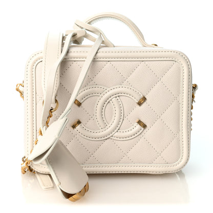 Chanel Caviar Quilted Small CC Filigree Vanity Case White 1 of 10