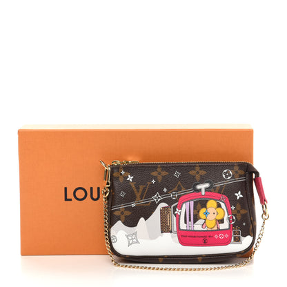 Louis Vuitton Monogram 2019 Christmas Animation Mini Courchevel Pochette Accessories Fuchsia 10 of 10
