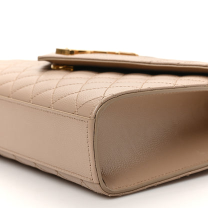 Saint Laurent Grain De Poudre Textured Mixed Matelasse Medium Triquilt Monogram Satchel Dark Beige 8 of 8