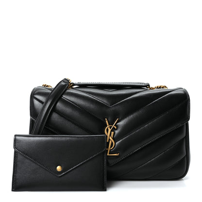 Saint Laurent Lambskin Chevron Quilted Medium LouLou Black 3 of 12