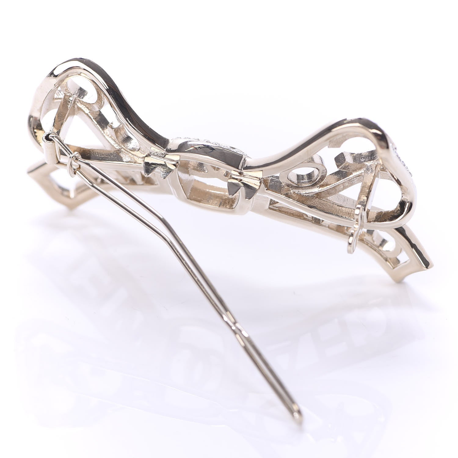 Chanel Metal Crystal Bow-tiful CC Hair Clip Gold 3 of 5