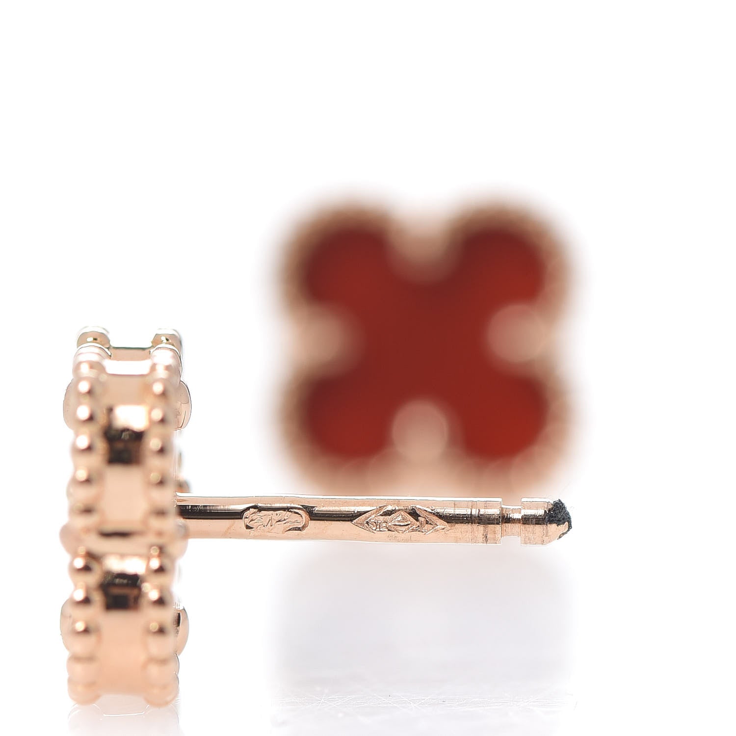 Van Cleef & Arpels 18K Rose Gold Carnelian Sweet Alhambra Earrings 4 of 5
