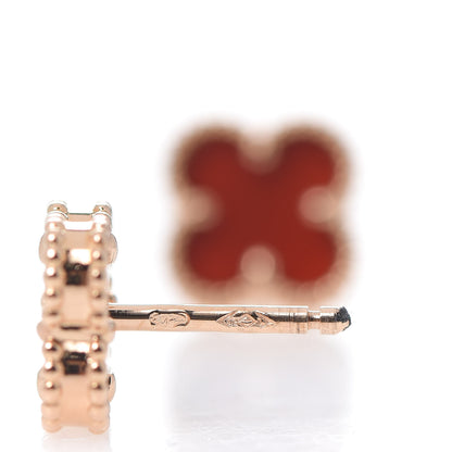 Van Cleef & Arpels 18K Rose Gold Carnelian Sweet Alhambra Earrings 4 of 5