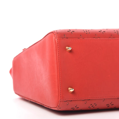 Christian Dior Calfskin Laser Cut Medium Lady Dior Red 6 of 10