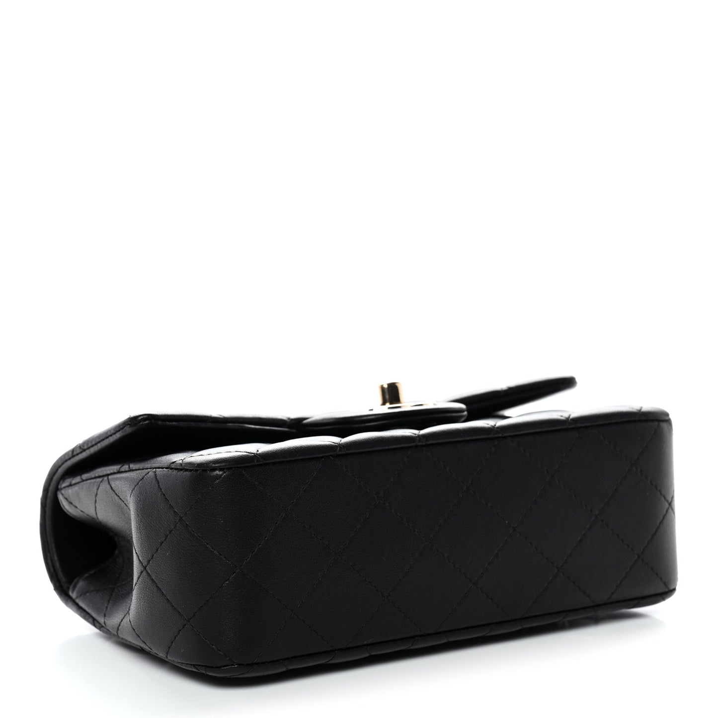 Lambskin Quilted Mini Top Handle Rectangular Flap Black