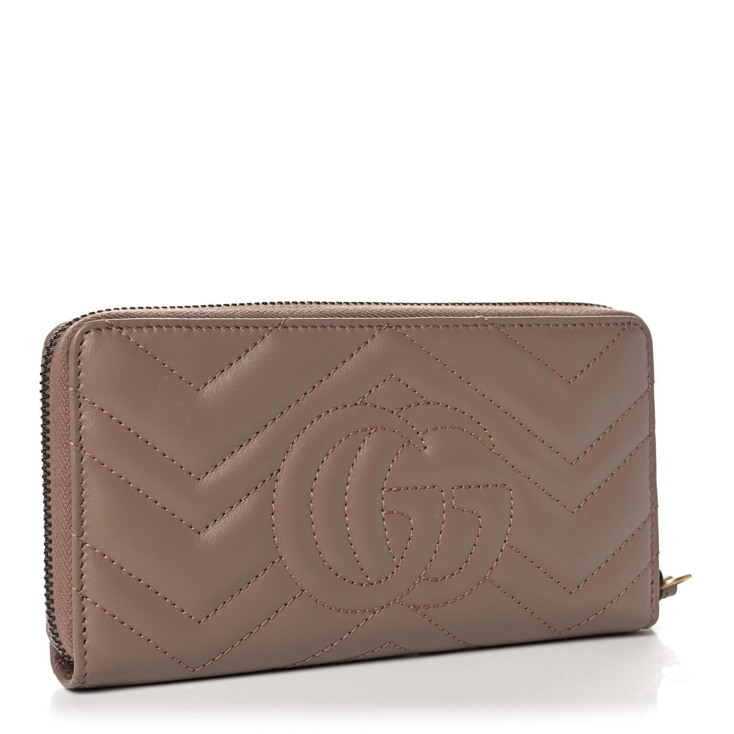 Gucci Calfskin Matelasse GG Marmont Zip Around Wallet Porcelain Rose 3 of 9