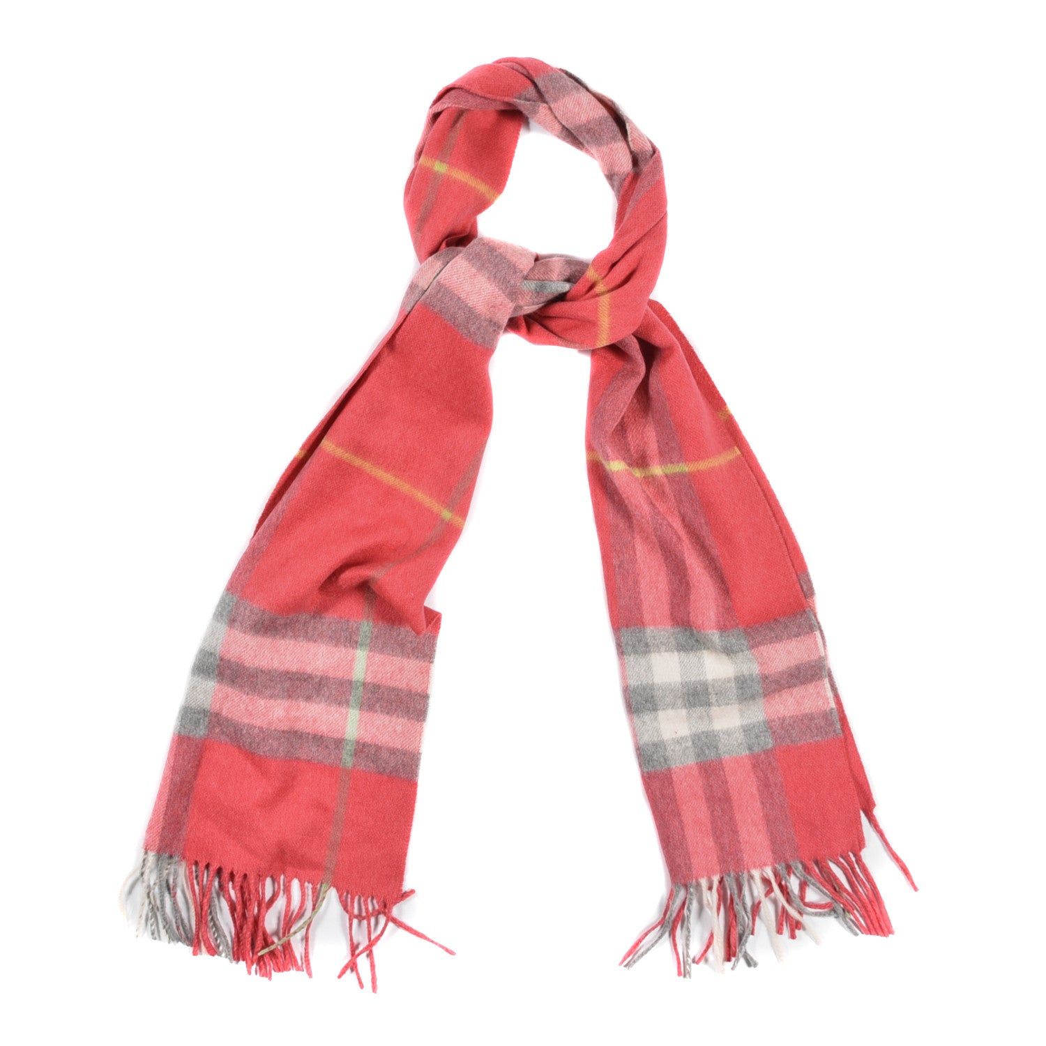 Burberry Cashmere Giant Check Fringe Scarf Pink 1 of 3