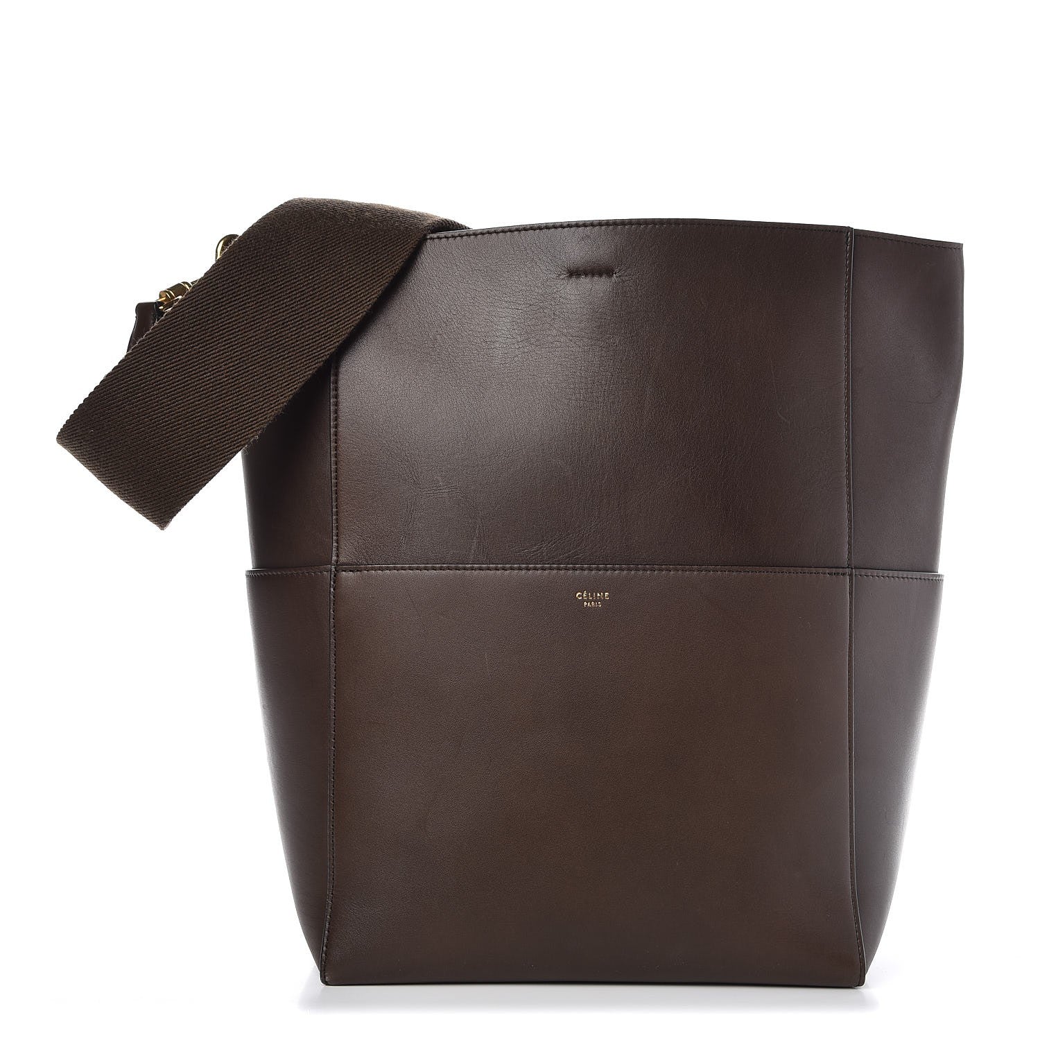 Celine Supersoft Calfskin Sangle Bucket Bag Wood 1 of 8