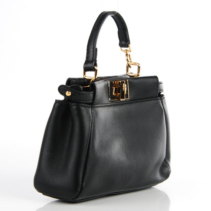 Fendi Nappa Micro Peekaboo Iconic Satchel Black 3 of 9