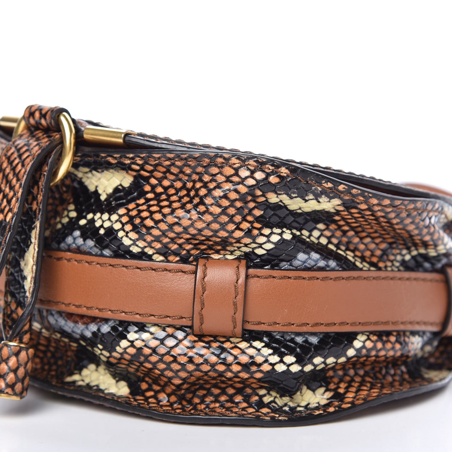 Python Embossed Calfskin Mini Marcie Round Crossbody Bag Multicolor