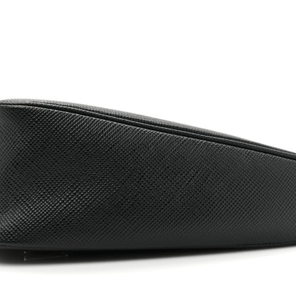 Prada Saffiano Cuir Triangle Logo Embossed Triangle Wristlet Black 7 of 9