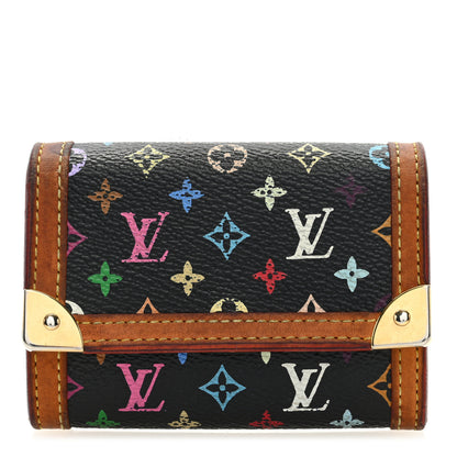 Louis Vuitton Monogram Multicolor Porte-Monnaie Plat Coin Purse Black 1 of 6