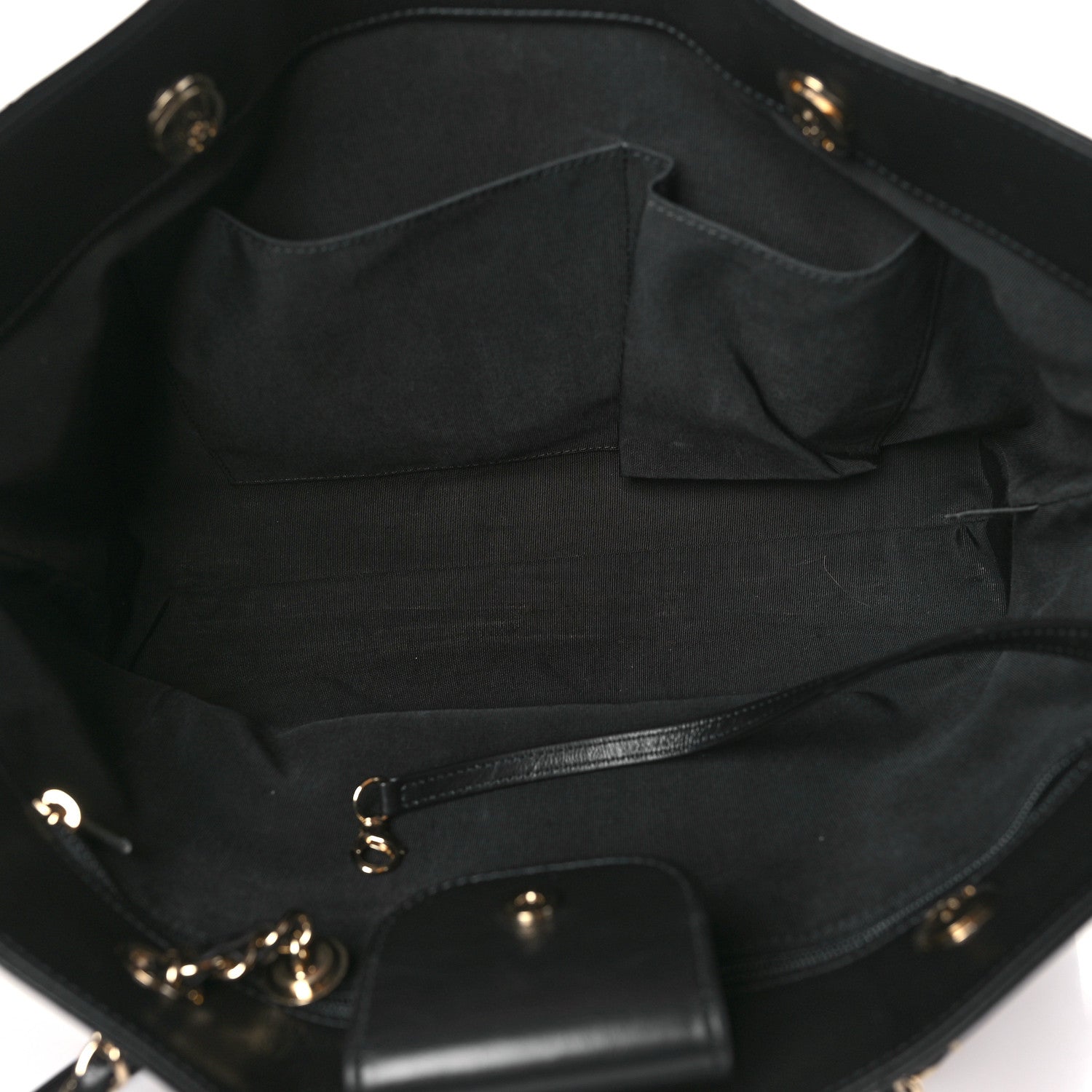 Chanel Glazed Calfskin Stitched Shopping Tote Black 5 of 10