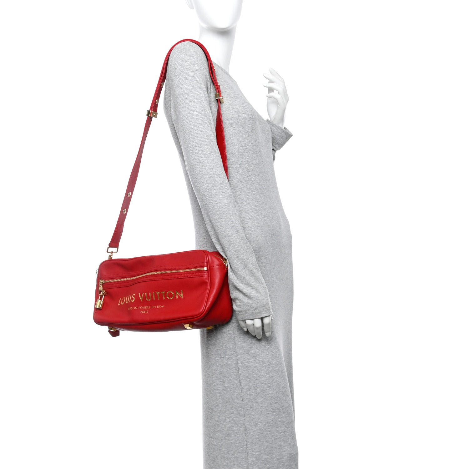 Louis Vuitton Supple Calfskin Paname Take Off Flight Overseas Bag Red 2 of 17