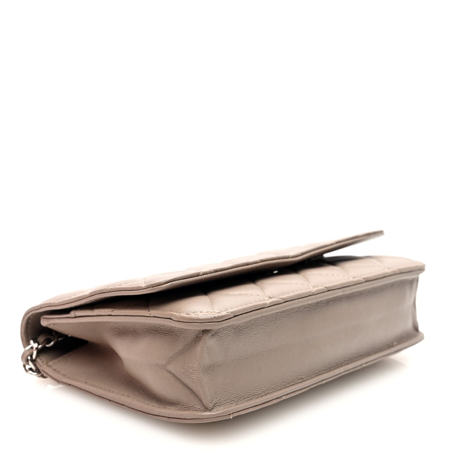 Chanel Lambskin Quilted Wallet On Chain WOC Taupe 4 of 10