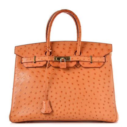 Hermes Ostrich Birkin 35 Orange 1 of 34