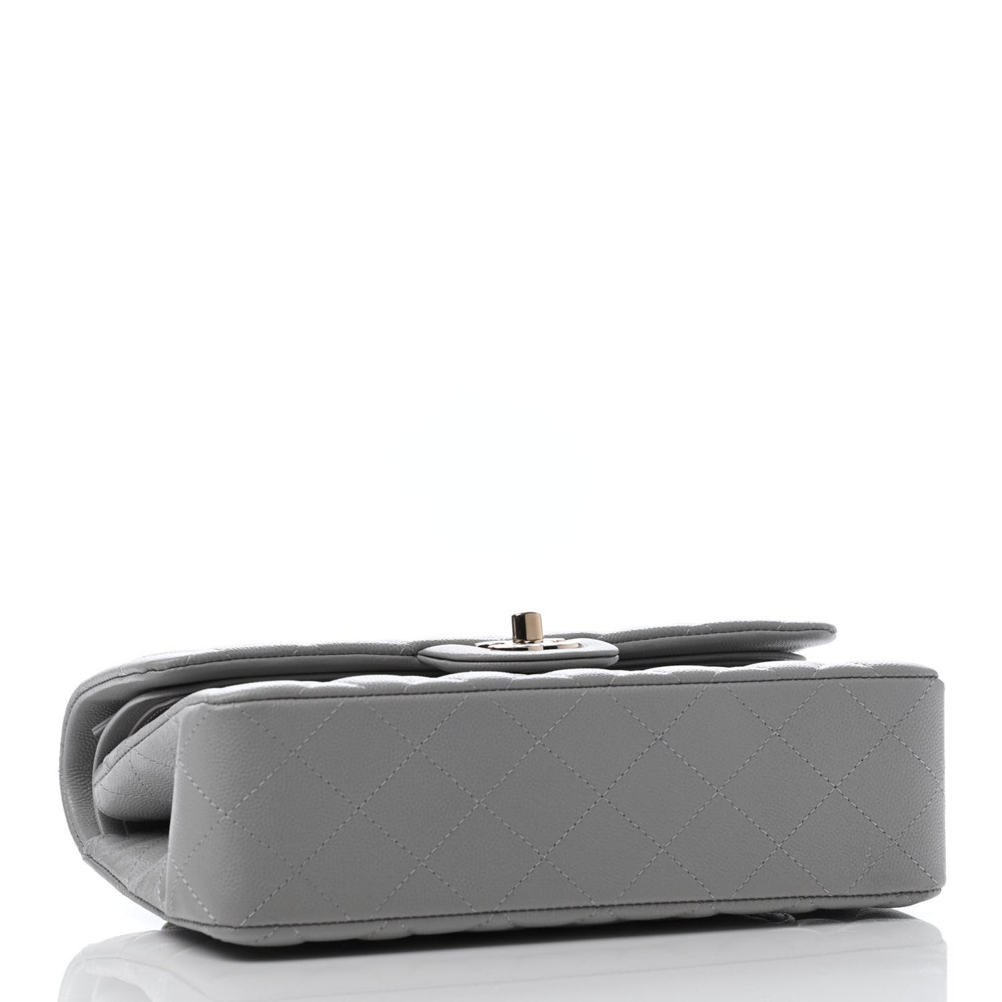 Caviar Quilted Small Double Flap Grey