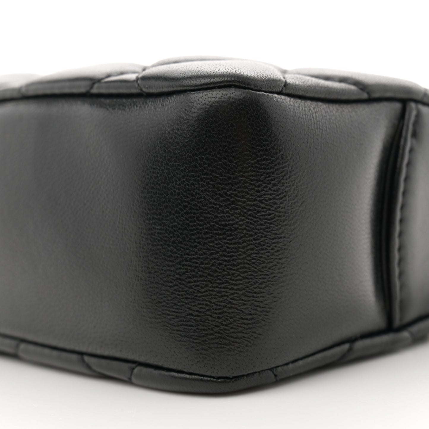 Shiny Lambskin Quilted Mini Camera Case Black