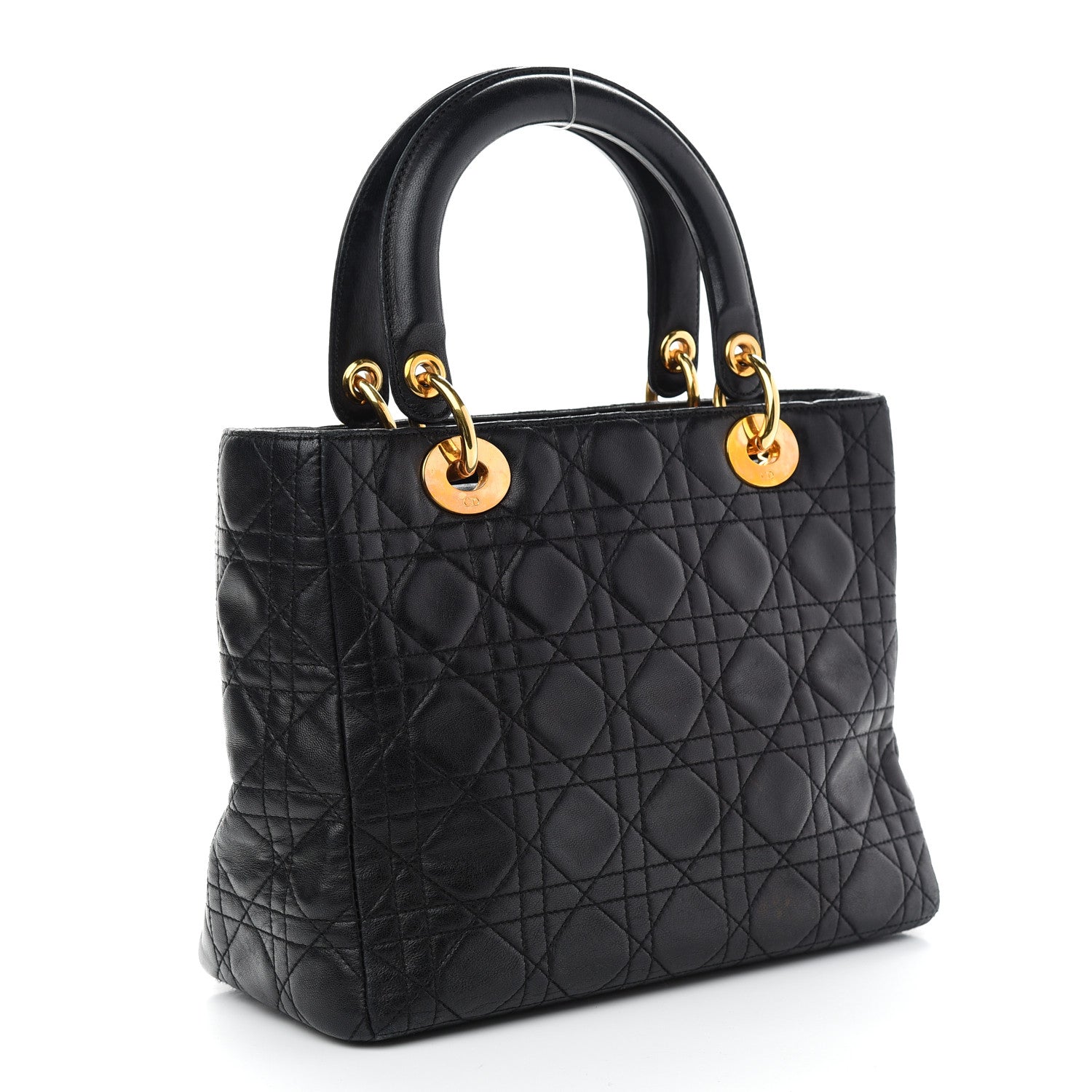 Christian Dior Lambskin Cannage Medium Lady Dior Black 2 of 8