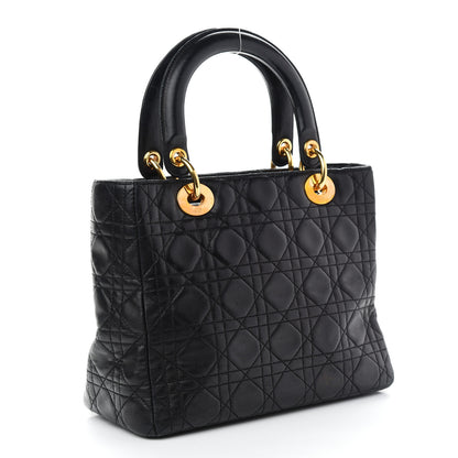 Christian Dior Lambskin Cannage Medium Lady Dior Black 2 of 8