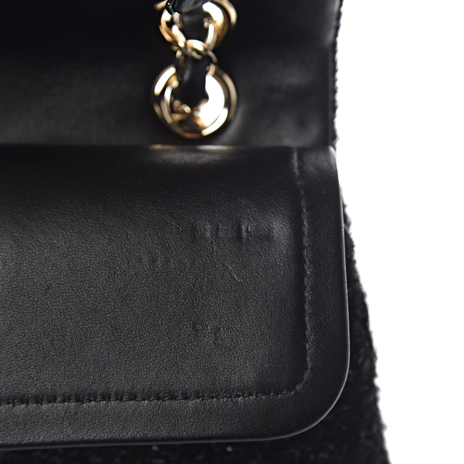 Chanel Tweed Lambskin Charms Embroidered Medium Double Flap Black 13 of 19