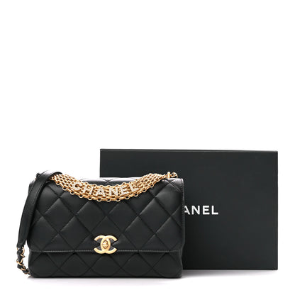 Chanel Lambskin Quilted CC Crystal Logo Chain Flap Black 12 of 12