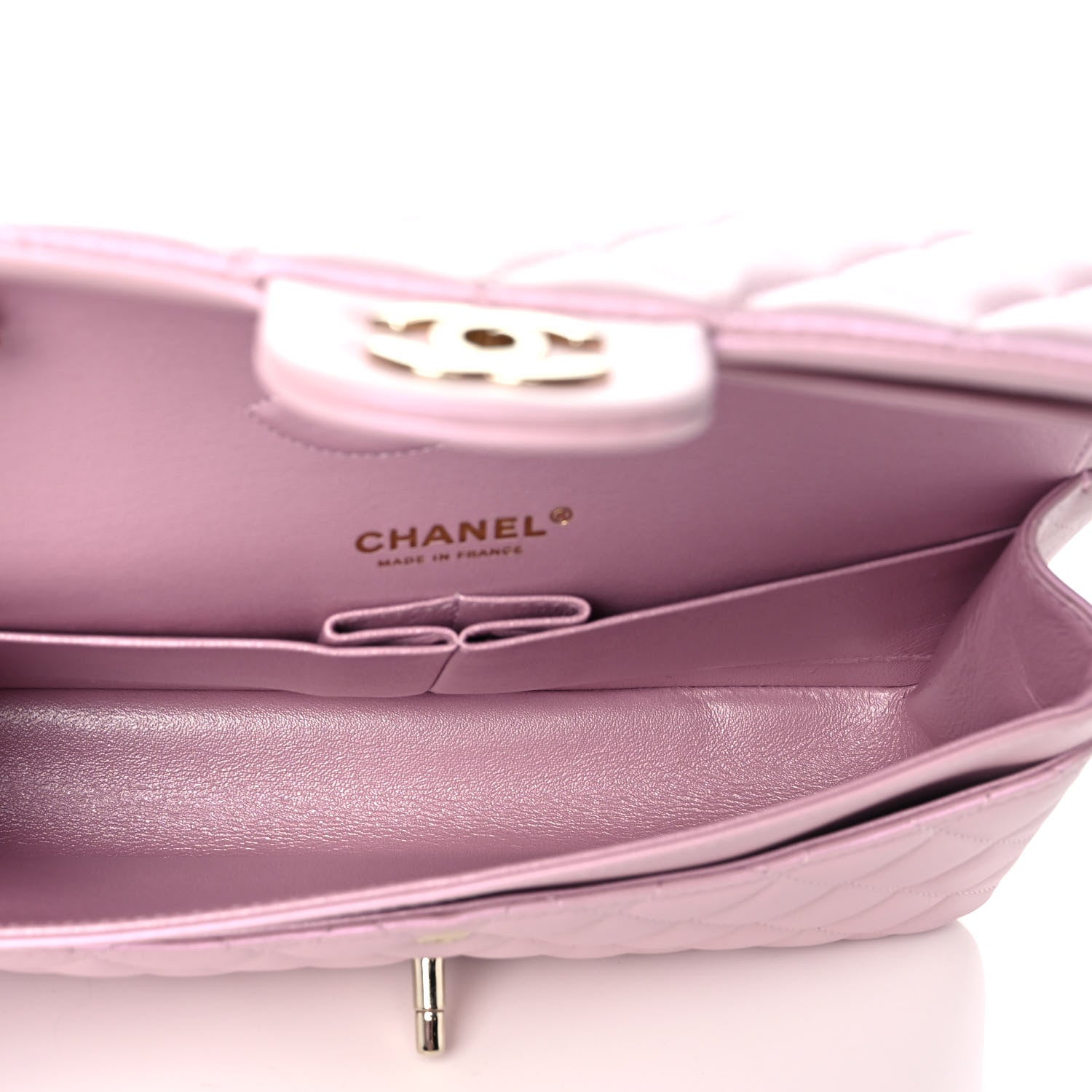 Chanel Iridescent Calfskin Quilted Medium Double Flap Light Pink 5 of 12