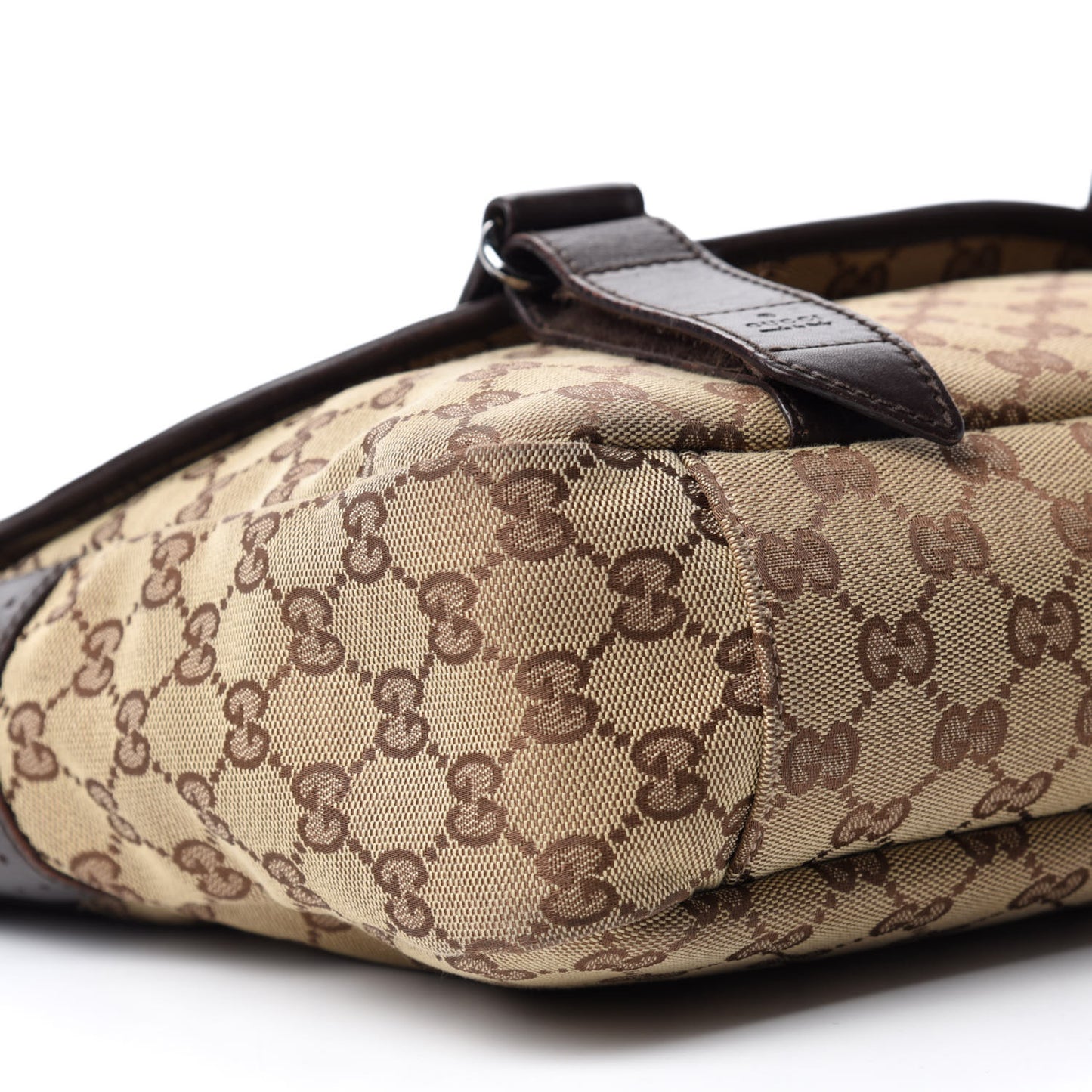 Monogram Medium Double Buckle Flap Messenger Bag Beige Dark Brown