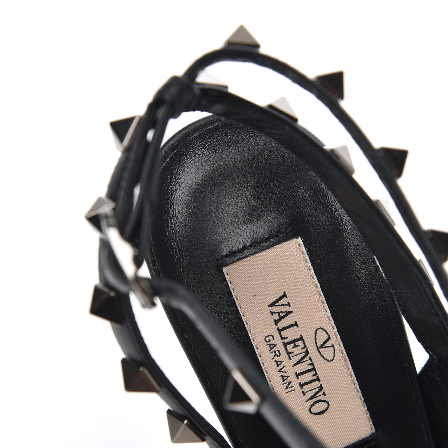 Crinkled Patent Rockstud Ankle Strap 100mm Pumps 37.5 Black