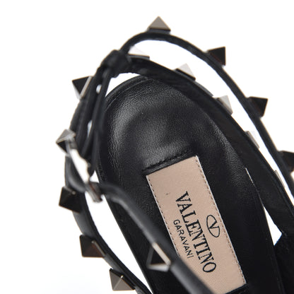 Valentino Garavani Crinkled Patent Rockstud Ankle Strap 100mm Pumps 37.5 Black 10 of 11