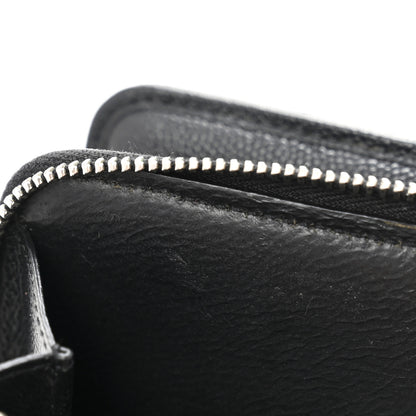 Saint Laurent Grain De Poudre Matelasse Chevron Monogram Compact Zip Around Wallet Black 8 of 11