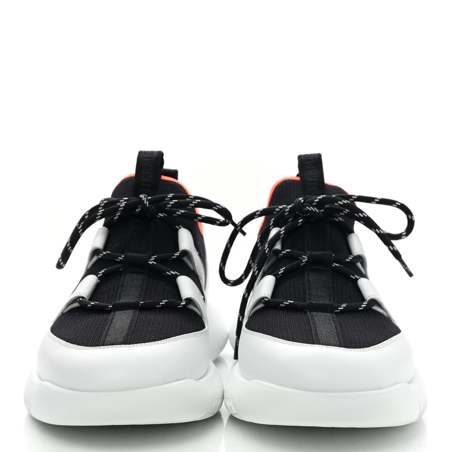 Technical Canvas Calfskin Womens Duel Sneakers 40 White Black