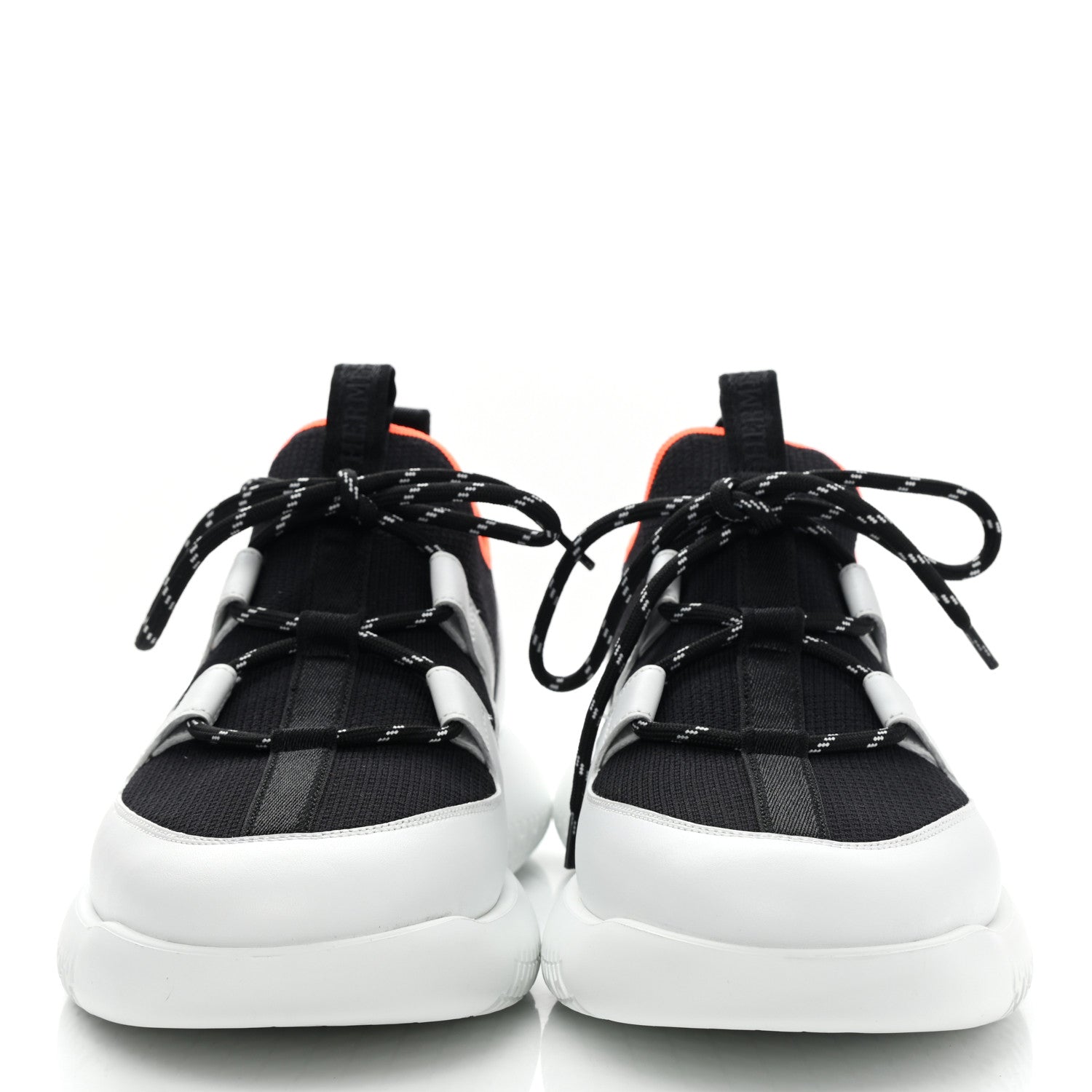 Hermes Technical Canvas Calfskin Womens Duel Sneakers 40 White Black 2 of 9