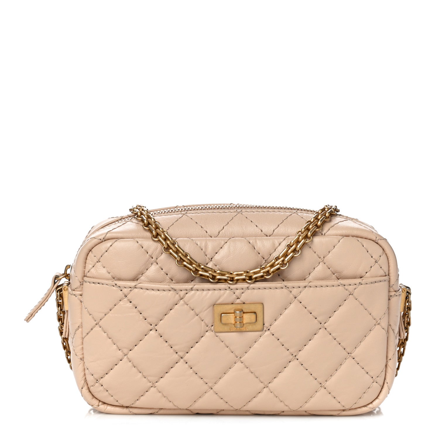 Chanel Aged Calfskin Quilted Mini Reissue Camera Case Beige Clair 1 of 9