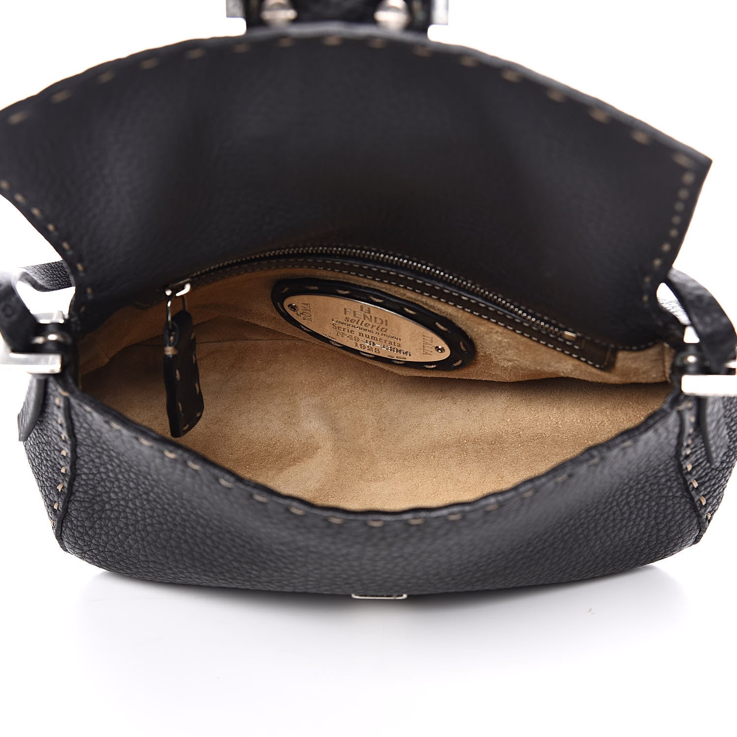 Fendi Calfskin Romano Selleria Baguette Black 5 of 11