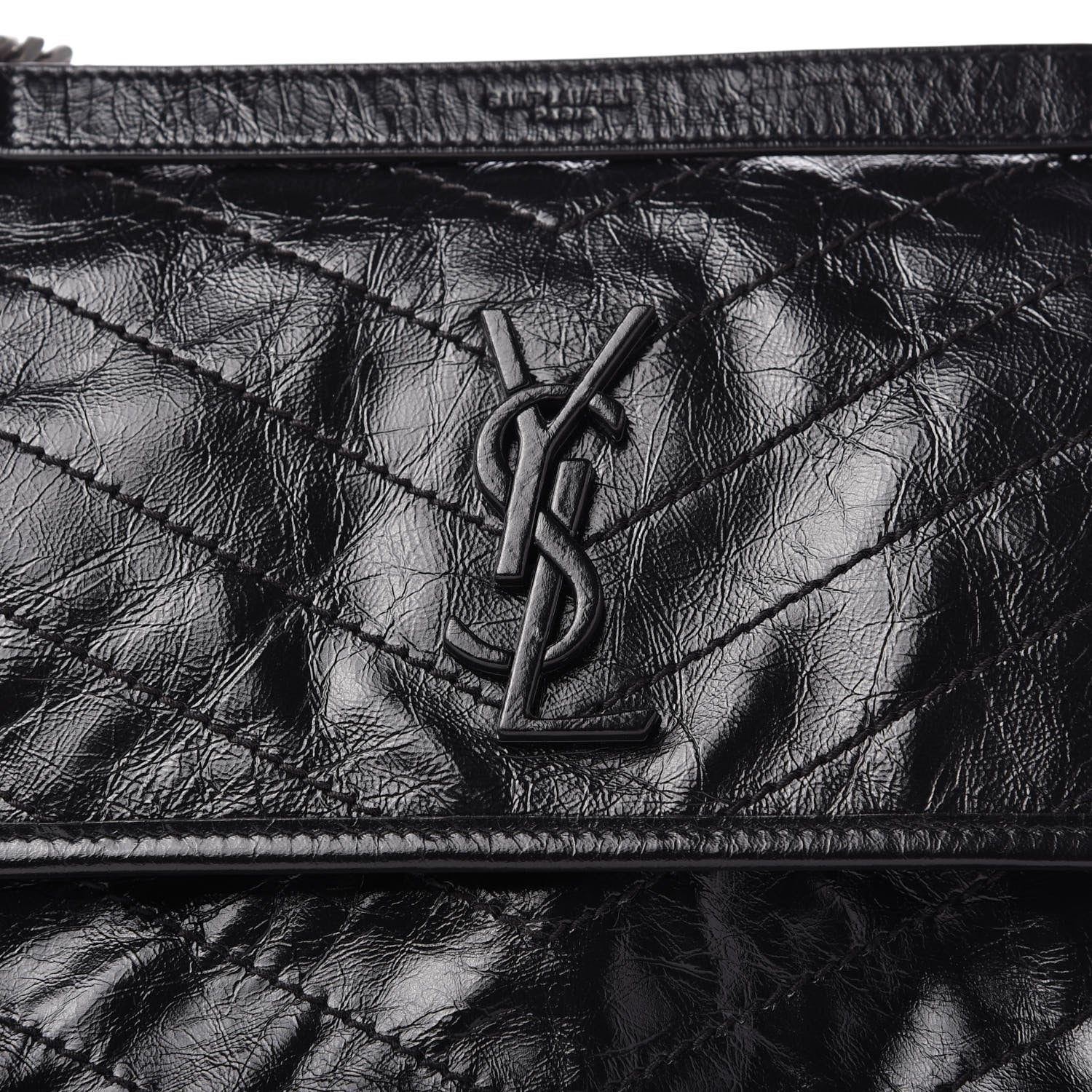 Saint Laurent Crinkled Calfskin Matelasse Monogram Medium Niki Chain Satchel Black 10 of 10