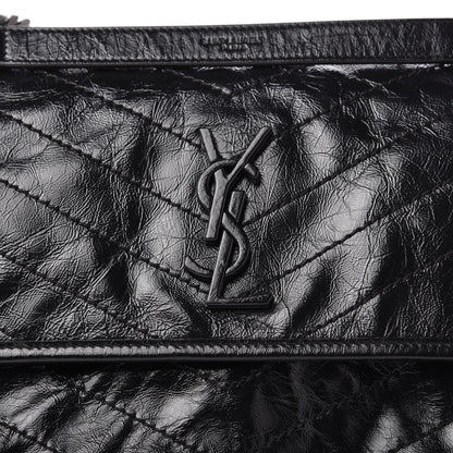 Saint Laurent Crinkled Calfskin Matelasse Monogram Medium Niki Chain Satchel Black 10 of 10