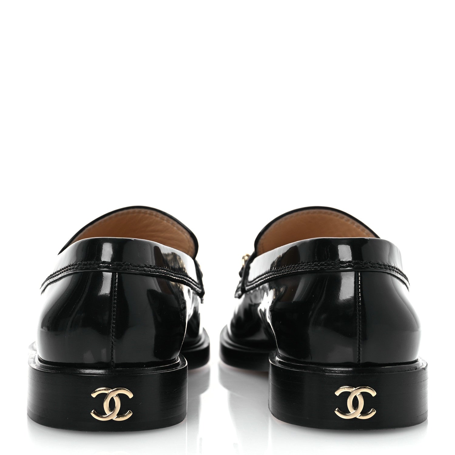Chanel Patent Calfskin Logo Loafers 38.5 Black 6 of 11