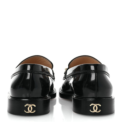 Chanel Patent Calfskin Logo Loafers 38.5 Black 6 of 11
