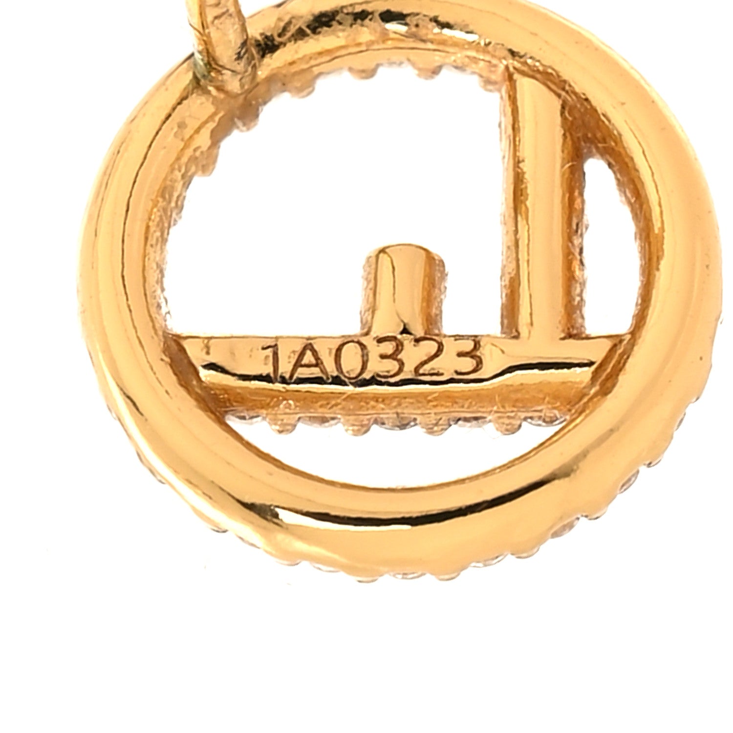 Fendi FF Crystal Round Earrings Gold 4 of 5