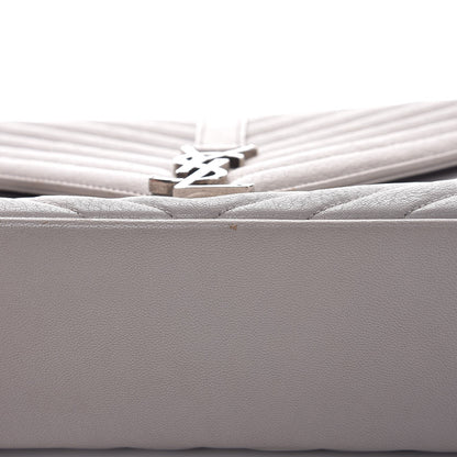 Saint Laurent Sheepskin Matelasse Chevron Monogram Large College Satchel Light Grey 12 of 14