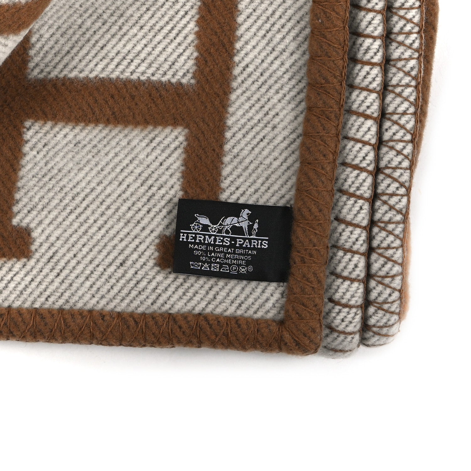Hermes Wool Cashmere Avalon Blanket Ecru Camel 3 of 3