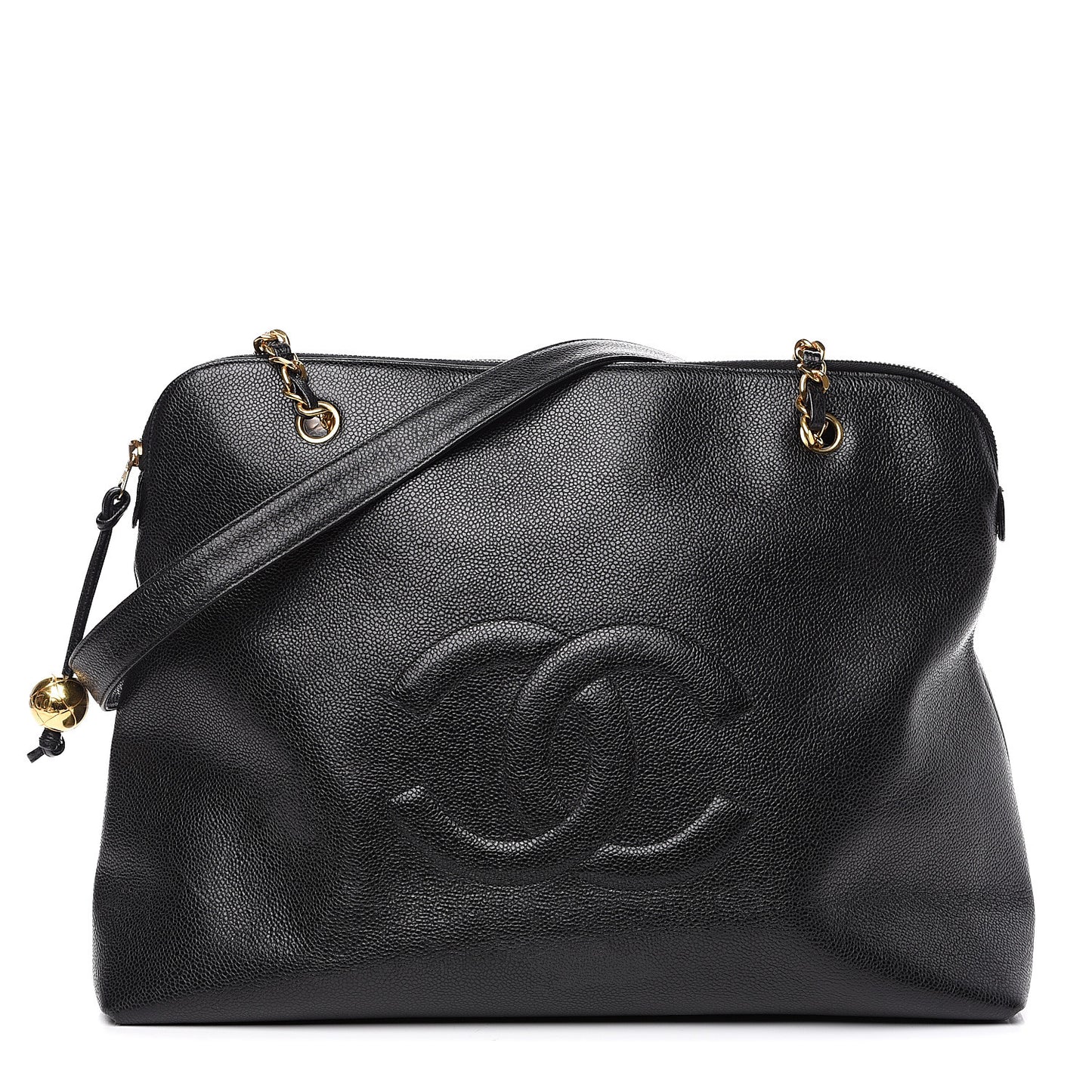 Caviar Large CC Shoulder Bag Black