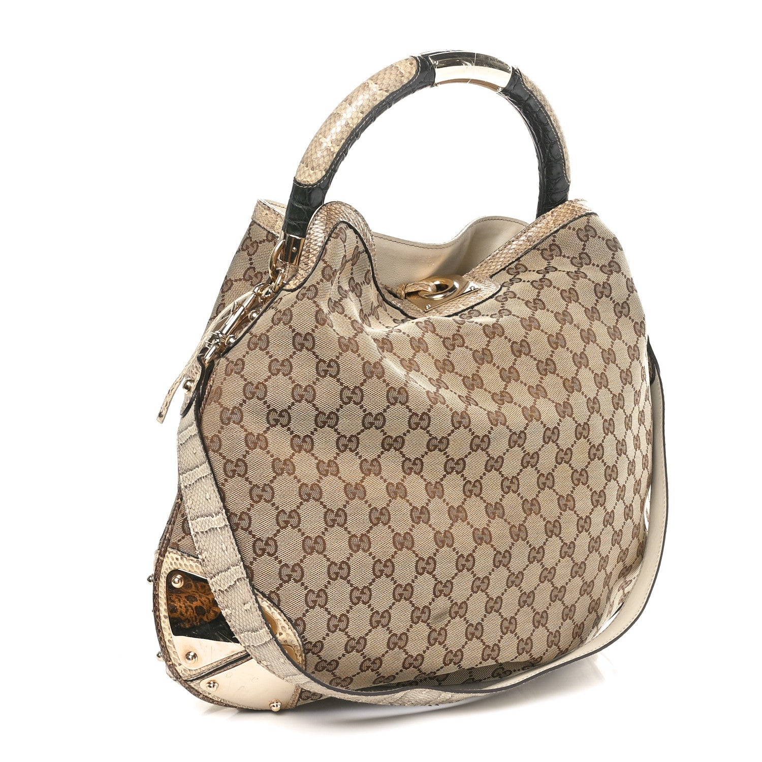 Gucci Monogram Large Indy Top Handle Hobo Off White 3 of 10