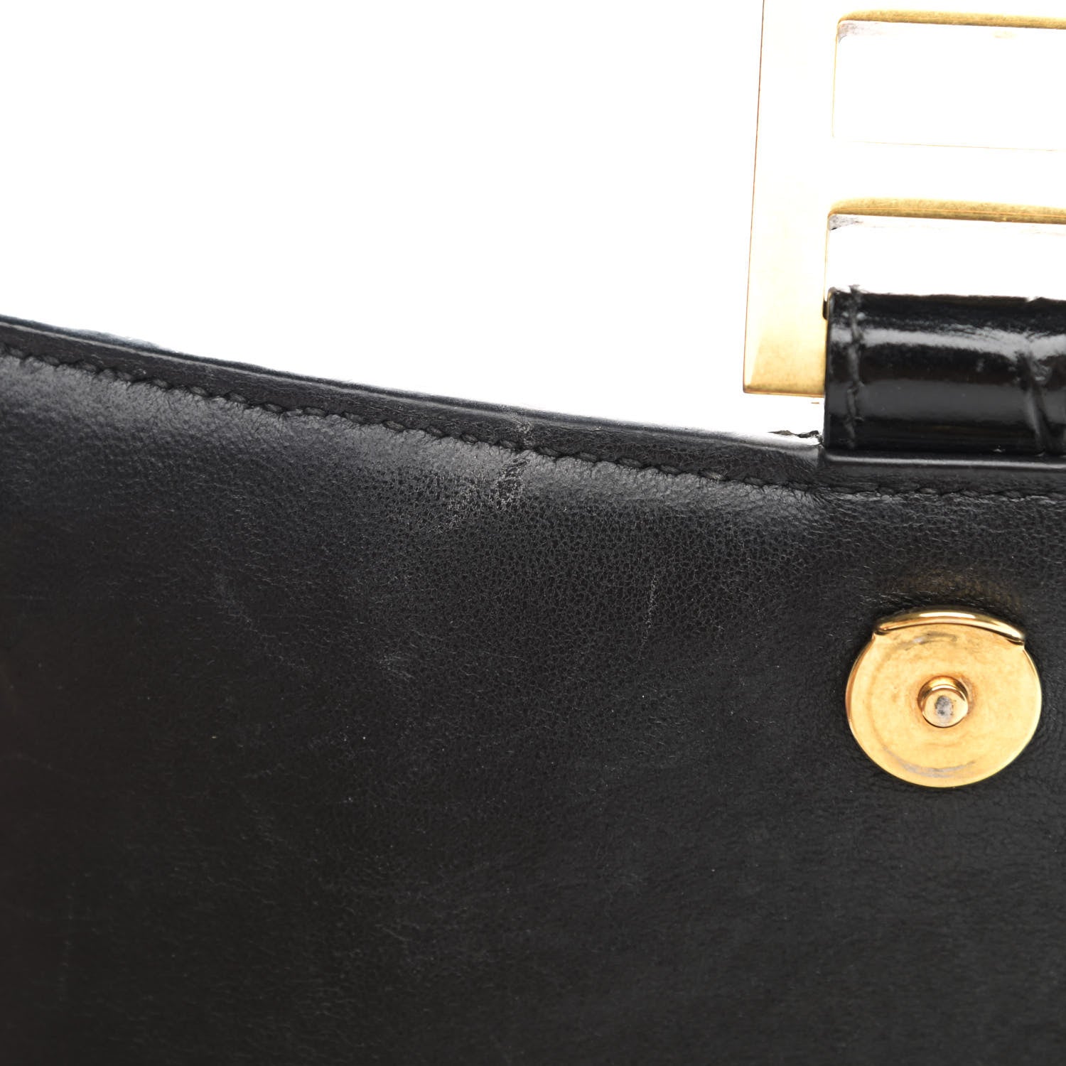 Balenciaga Shiny Calfskin Crocodile Embossed Hourglass Chain Bag Black 9 of 11