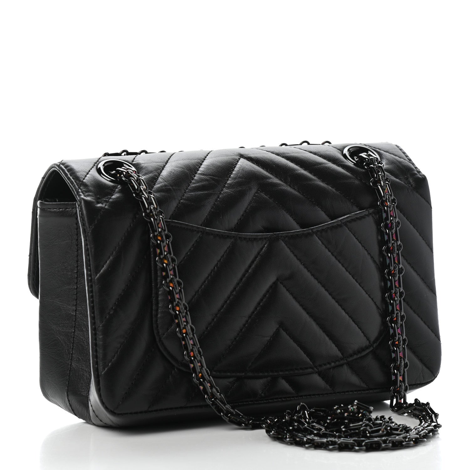 Chanel Aged Calfskin Chevron Quilted 2.55 Reissue Mini Flap So Black 2 of 6