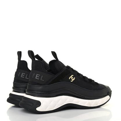 Chanel Velvet Calfskin Mixed Fibers CC Sneakers 37.5 Black 3 of 4