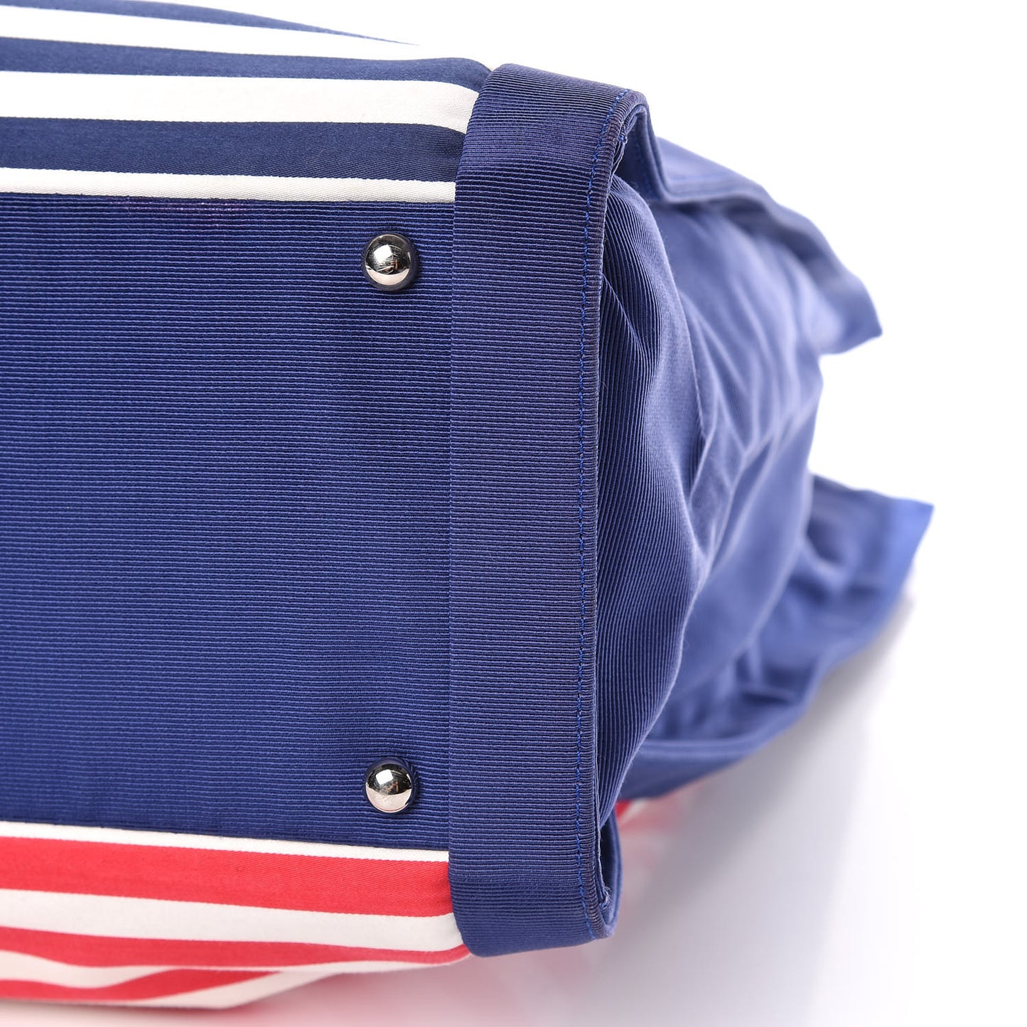 Striped Canvas CC Large Shopping Tote Blue Red White
